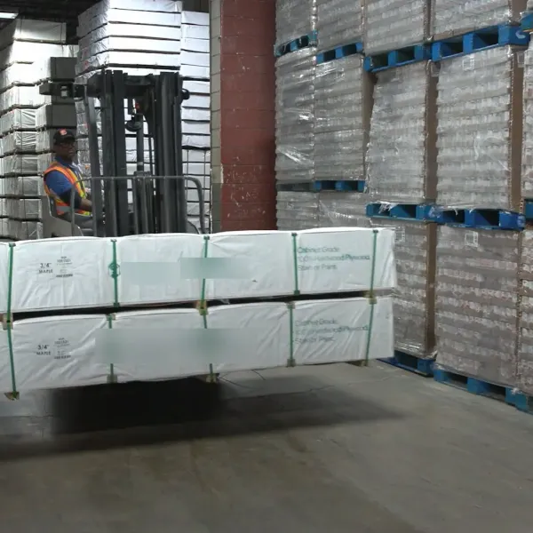 Industry warehouse with imported plywood