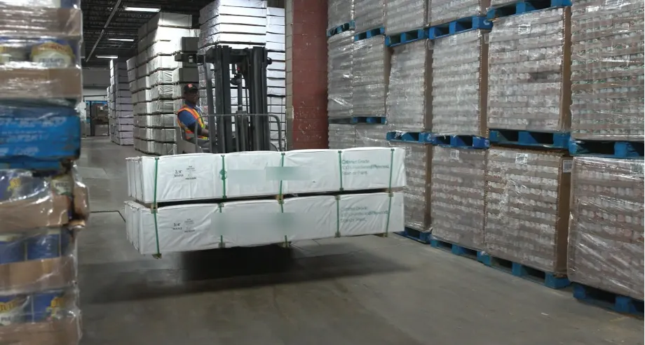 Industry warehouse with imported plywood