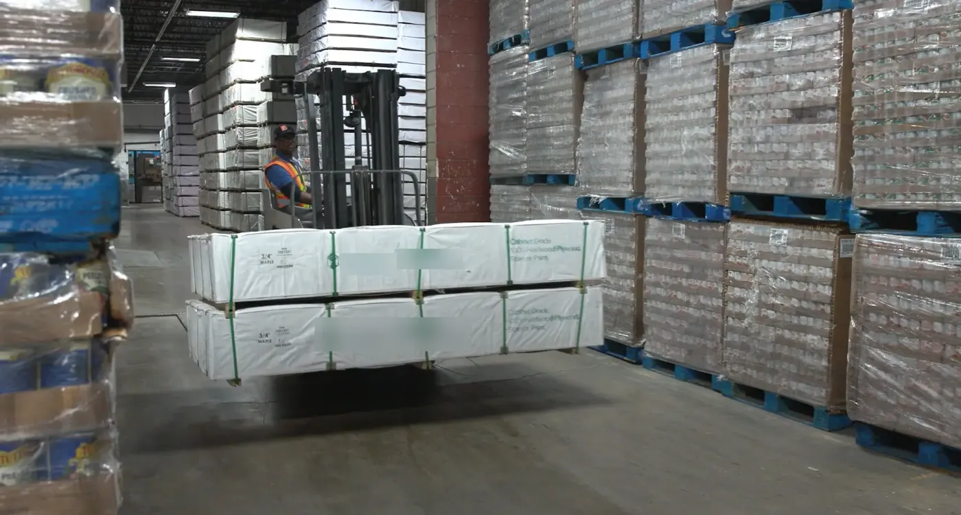 Industry warehouse with imported plywood